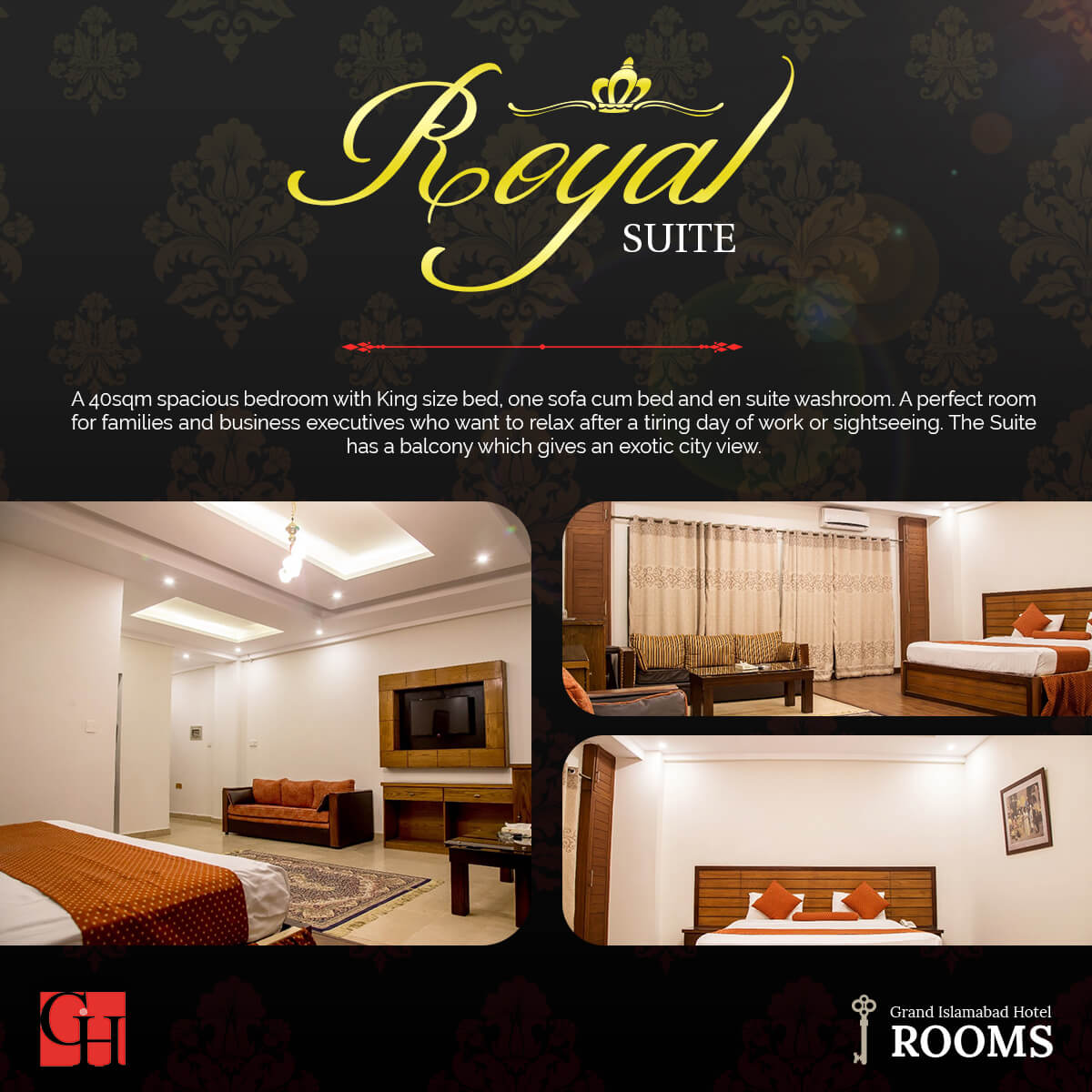 Royal Suite hotel social media post
